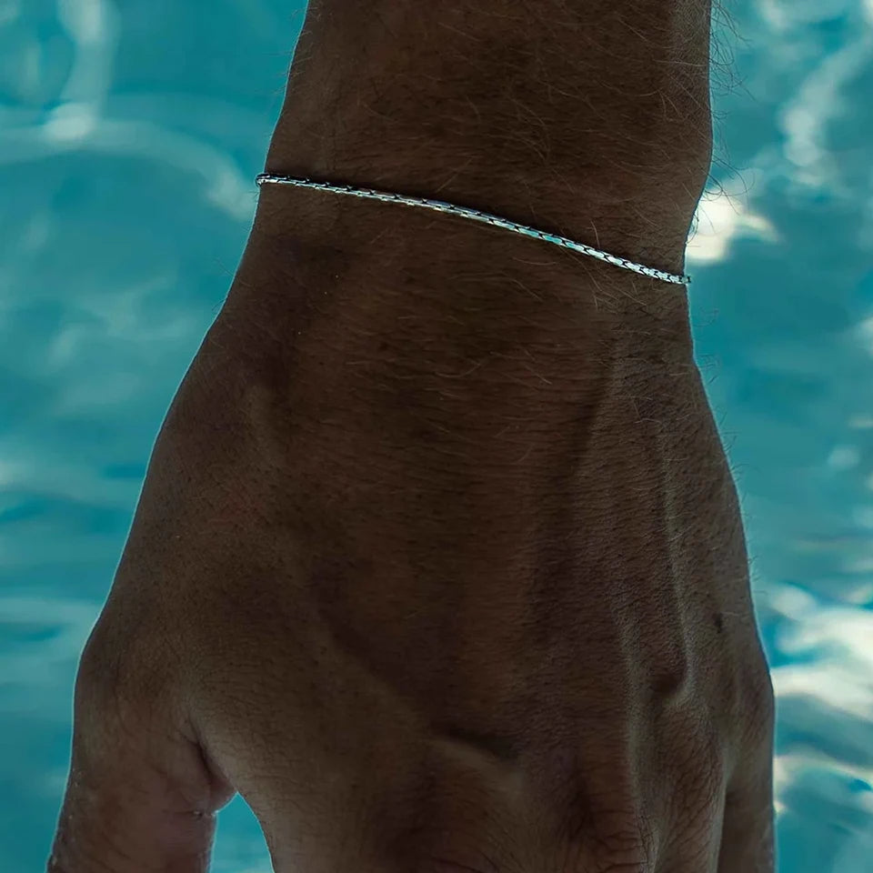 Pulseira Masculina Banhado a Ouro Branco 18k