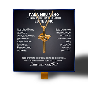 Para Meu Filho- Colar Cruz Anti-Stress Banhado a Ouro 18k
