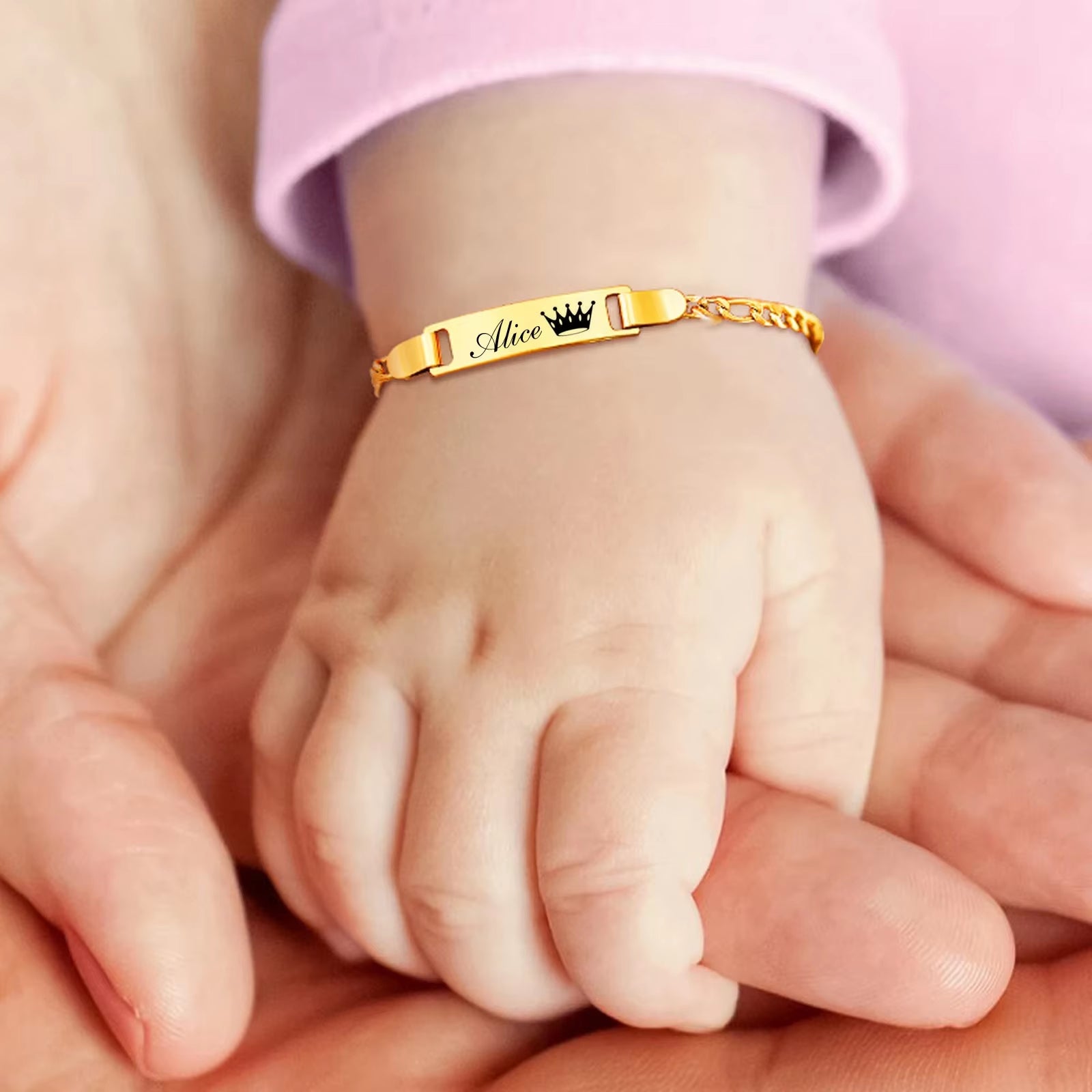 Pulseira Personalizada Bebê Banhada a Ouro 18k (0 a 3 anos )