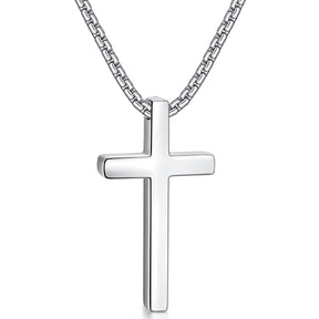 Colar Cruz Masculino Banhado a Ouro Branco 18k