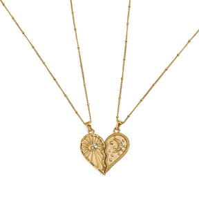 Para Melhor Amiga - Colar Lua e Sol Banhado a Ouro 18k - Conjunto 2 Colares