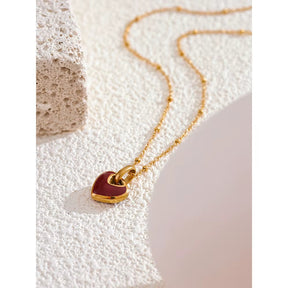 Colar Coração Esmalte Banhado a Ouro 18k