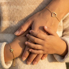 Para Minha Filha- Pulseira Corações Ligados Banhado a Ouro 18k