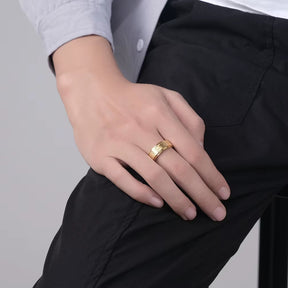 Anel Masculino Anti Ansiedade Banhado a Ouro 18k