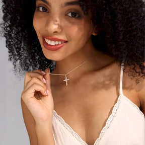 Colar Cruz do Rei Anti-Stress Banhado a Ouro 18k